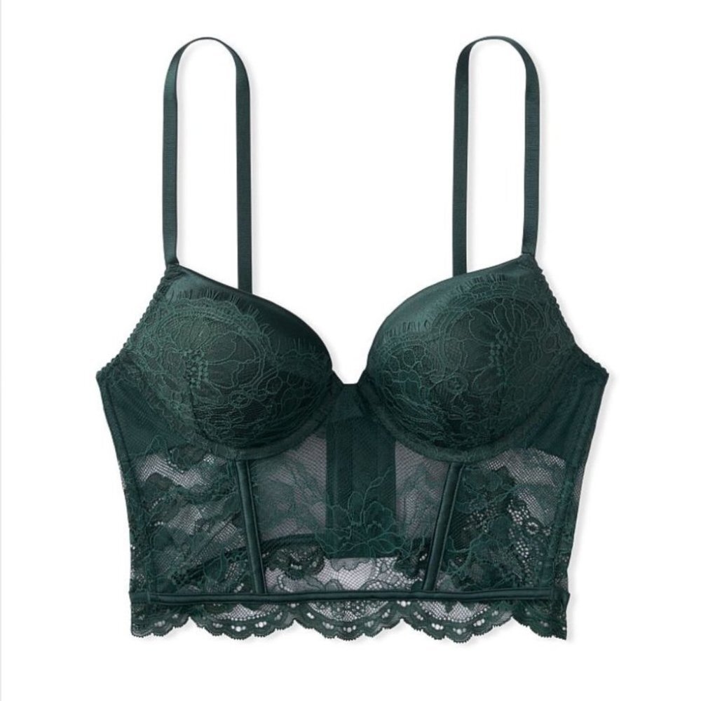 VS VERY SEXY Bombshell Add-2-Cups Push-Up Corset Bra Top 36C Envious Green New